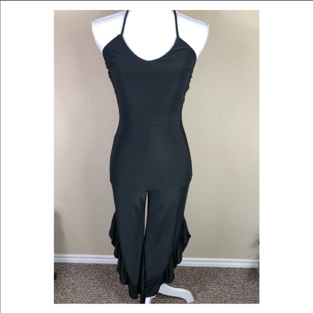 Uptown Ruffled Halter Jumpsuit. Small & Medium - Picture 4 of 7